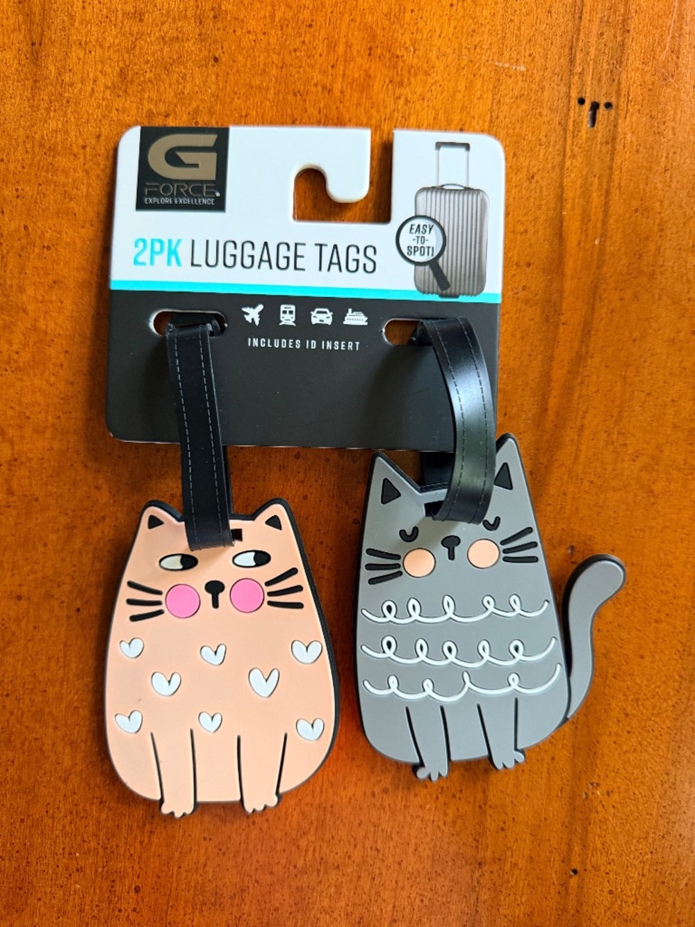 G-Force peach and grey kitty luggage tags NWT